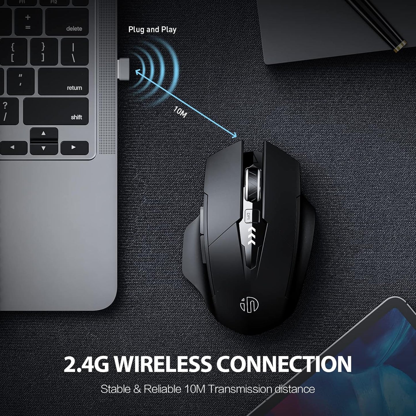 INPHIC Ergonomic Rechargeable Wireless Mouse