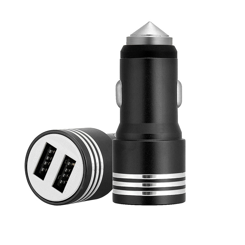 Car Charger Adaptor Dual USB Safety Hammer For Phone