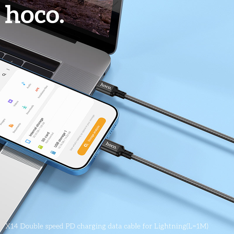 hoco. X14 iPhone Lightning Double Speed PD Charging Cable Black(L=1M)