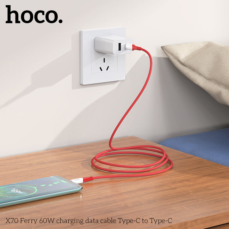 Hoco X70 USB-C to USB-C 60W Charging Cable - White