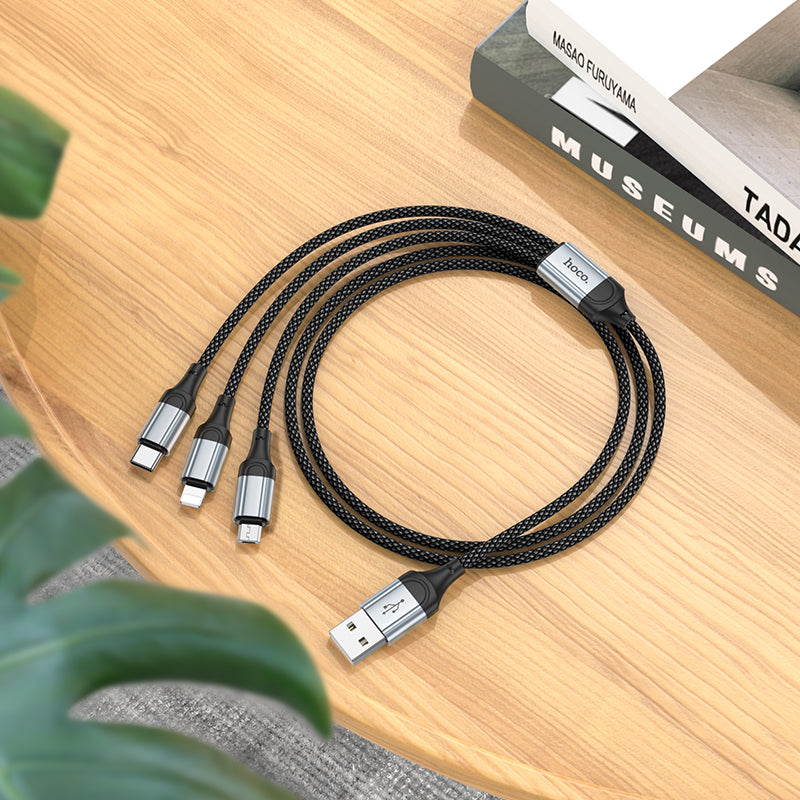hoco. 3-in-1 iPhone Lightning Micro-USB Type-C Charging Data Cable X102