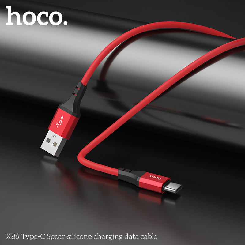 hoco. X86 Type-C Silicone Charging Cable Red