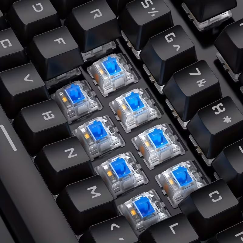 Gaming Real Mechanical Keyboard with 104 Punk Keycaps Colourful Lighting
