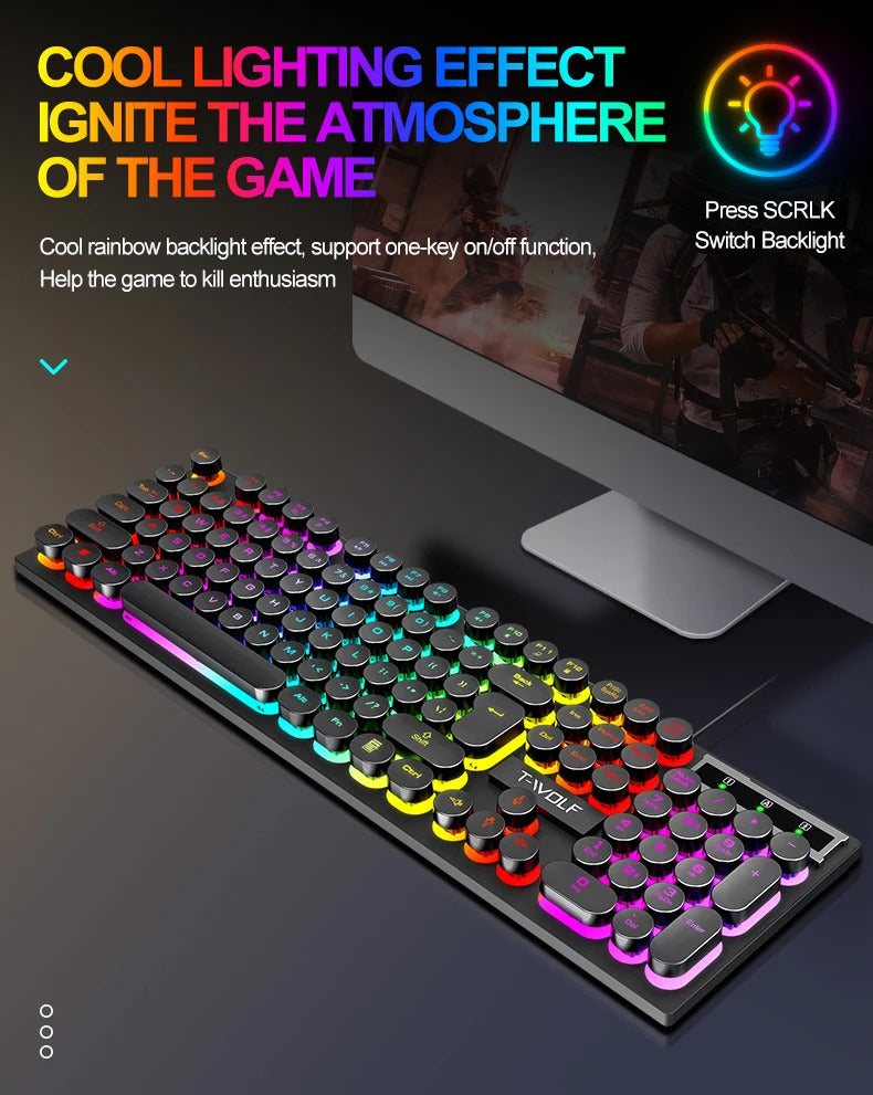 T-Wolf TF-270 Wired Gaming Keyboard and Mouse Set with Backlighting