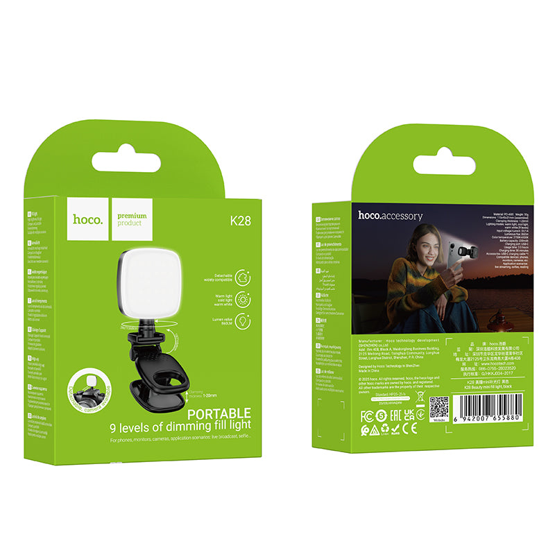 hoco. Portable Mini LED Fill Light 2700K-6500K Adjustable Color Temperature K28