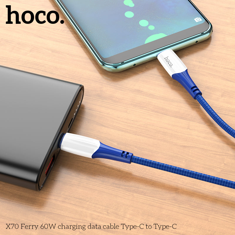 Hoco X70 USB-C to USB-C 60W Charging Cable - White