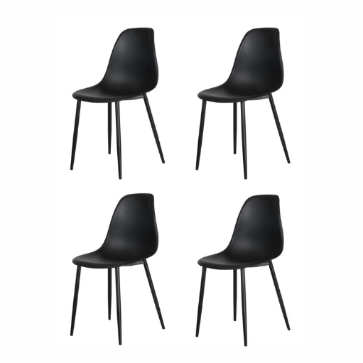 Alpine Dining Chair [Black with Black Legs] Set of 4