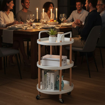 3 Tier Food Storage Kitchen Beverage Trolley White