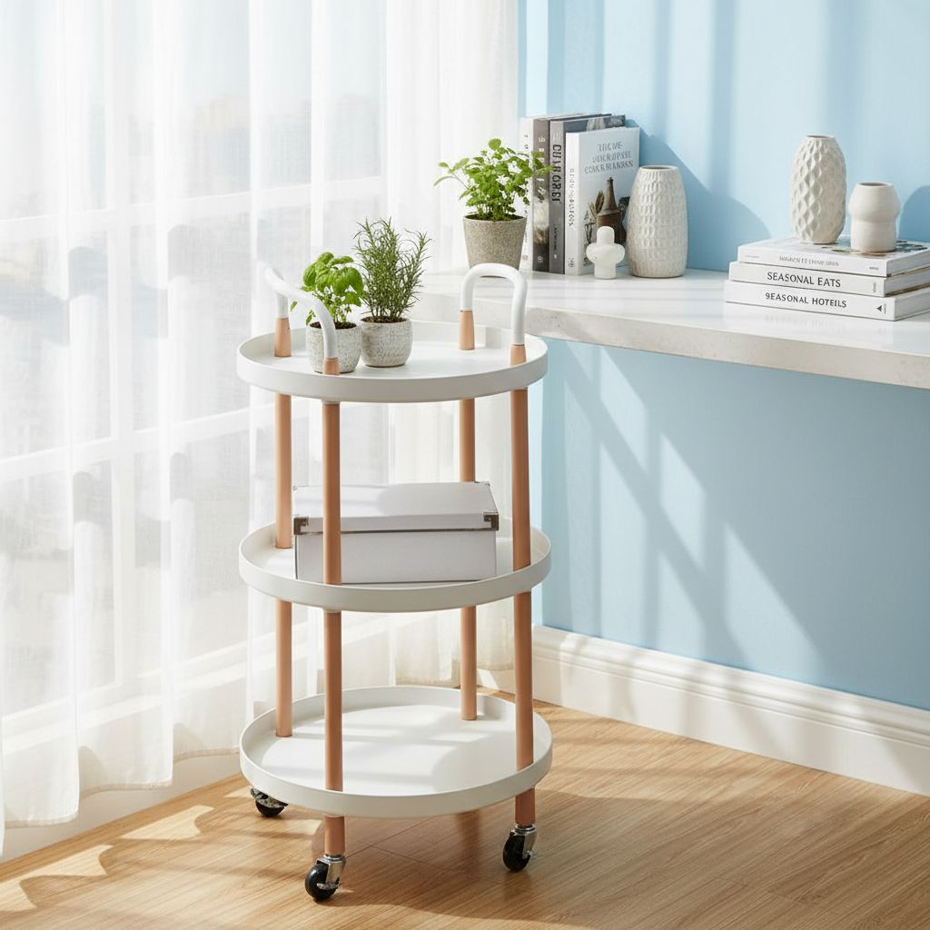 3 Tier Food Storage Kitchen Beverage Trolley White