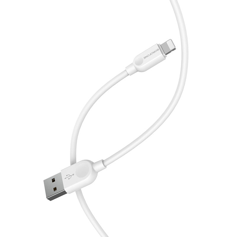 Borofone BX14 Lightning Silicone Charging Cable - 2m, White