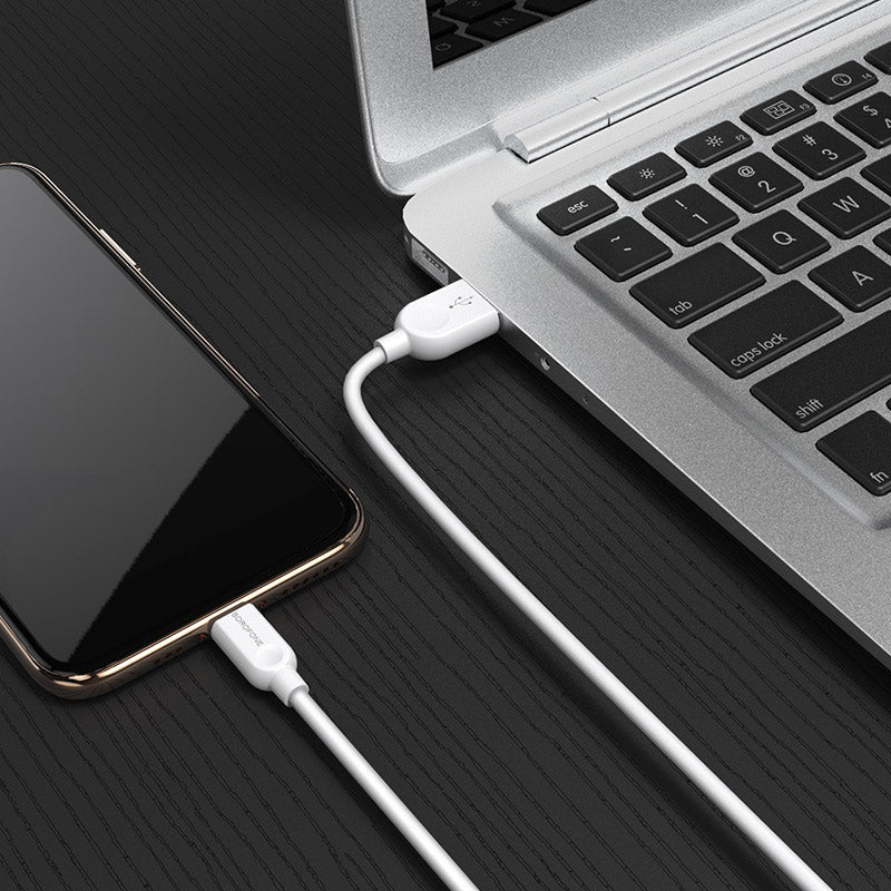 Borofone BX14 Lightning Silicone Charging Cable - 2m, White