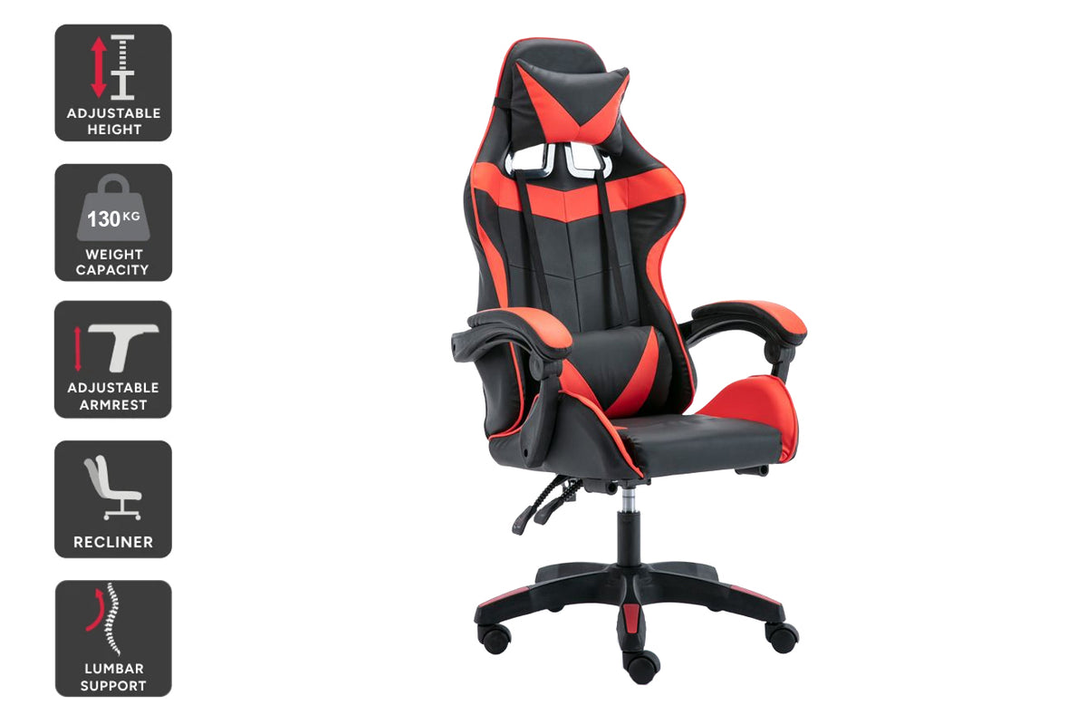 Gaming Chair with Headrest and Lumbar Support Black & Red