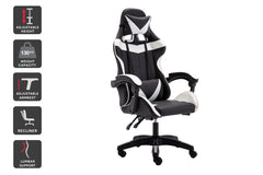 Gaming Chair with Headrest and Lumbar Support - Black & White