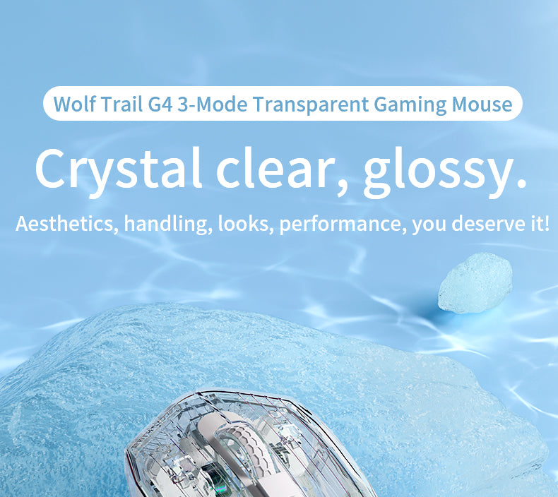 LANGTU G4 Tri-Mode Wired / Wireless Transparent RGB Gaming Mouse