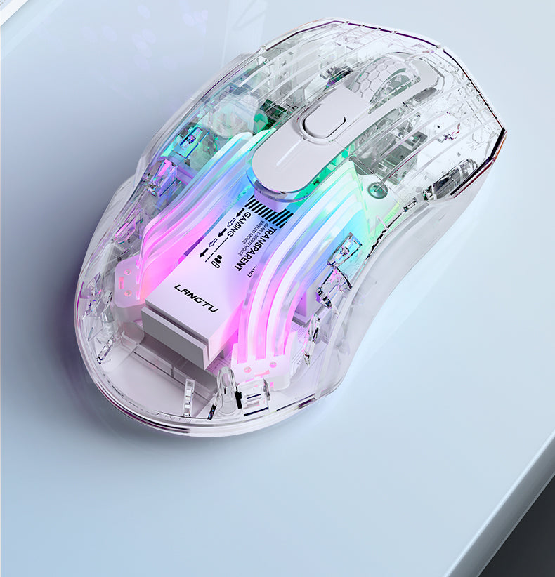 LANGTU G4 Tri-Mode Wired / Wireless Transparent RGB Gaming Mouse
