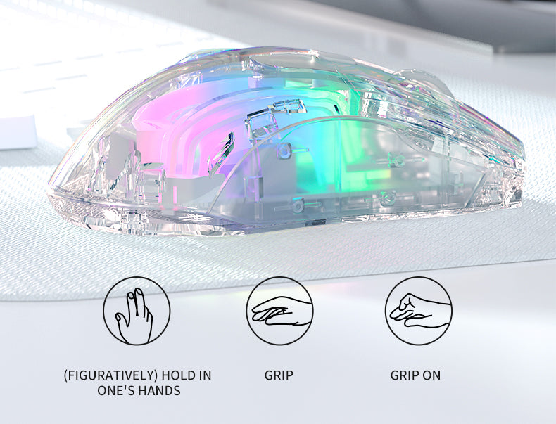 LANGTU G4 Tri-Mode Wired / Wireless Transparent RGB Gaming Mouse