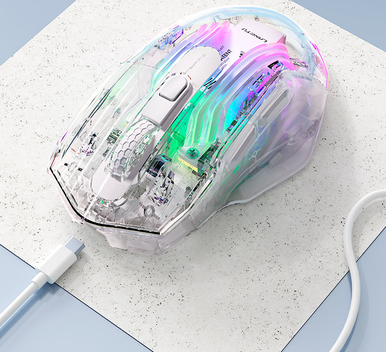 LANGTU G4 Tri-Mode Wired / Wireless Transparent RGB Gaming Mouse
