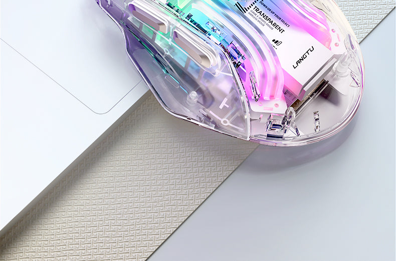 LANGTU G4 Tri-Mode Wired / Wireless Transparent RGB Gaming Mouse