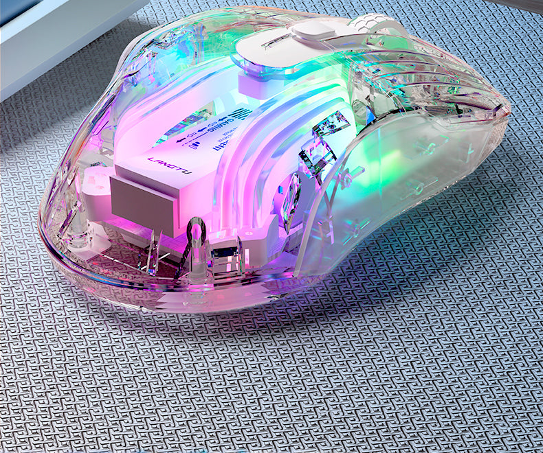 LANGTU G4 Tri-Mode Wired / Wireless Transparent RGB Gaming Mouse