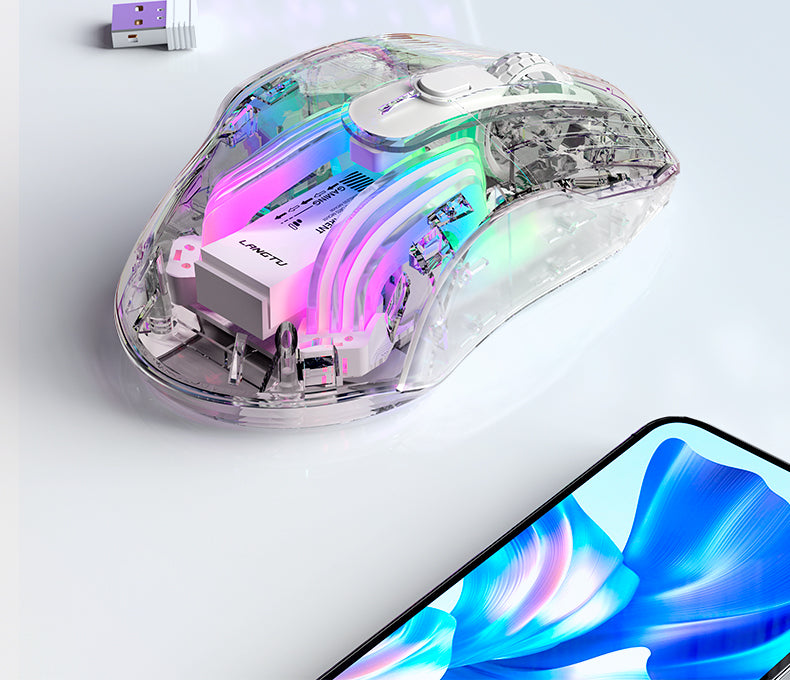 LANGTU G4 Tri-Mode Wired / Wireless Transparent RGB Gaming Mouse