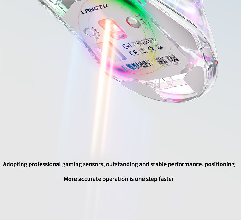 LANGTU G4 Tri-Mode Wired / Wireless Transparent RGB Gaming Mouse