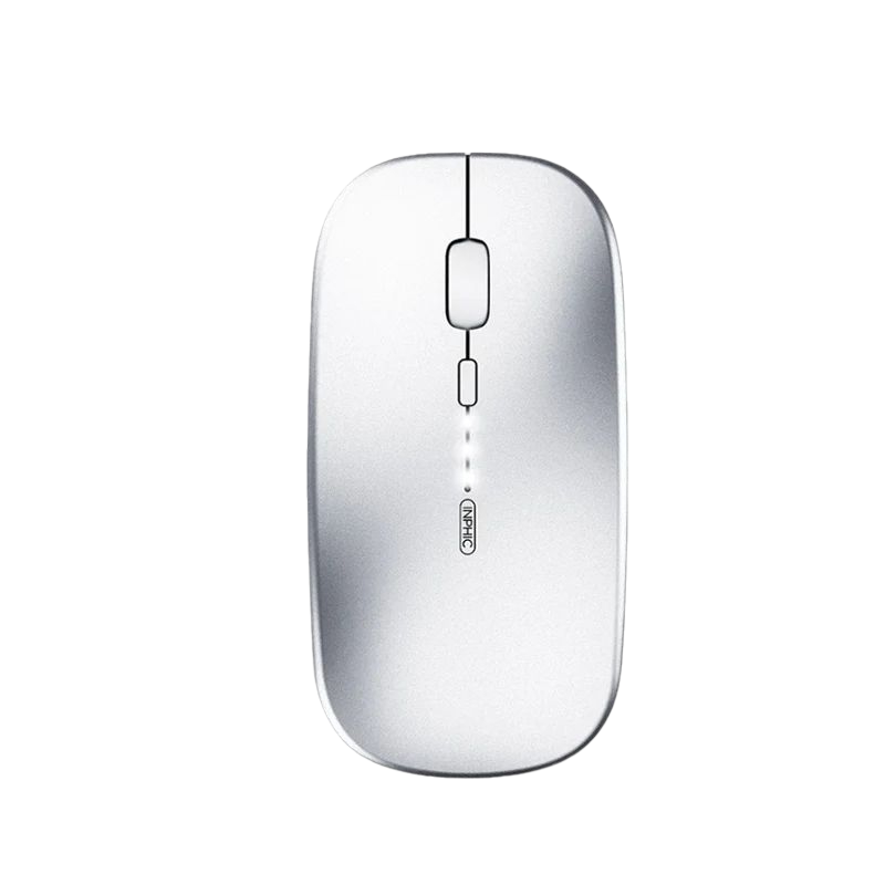 INPHIC Silent Rechargeable Ultra Slim Wireless Mouse 2.4G -Silver