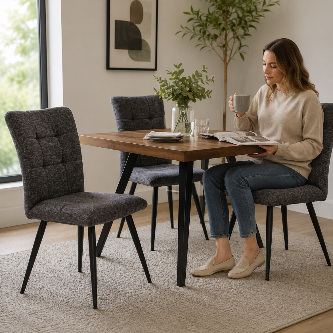 Bellamy Dining Tufted Velvet Dining Chair – Charcoal Grey