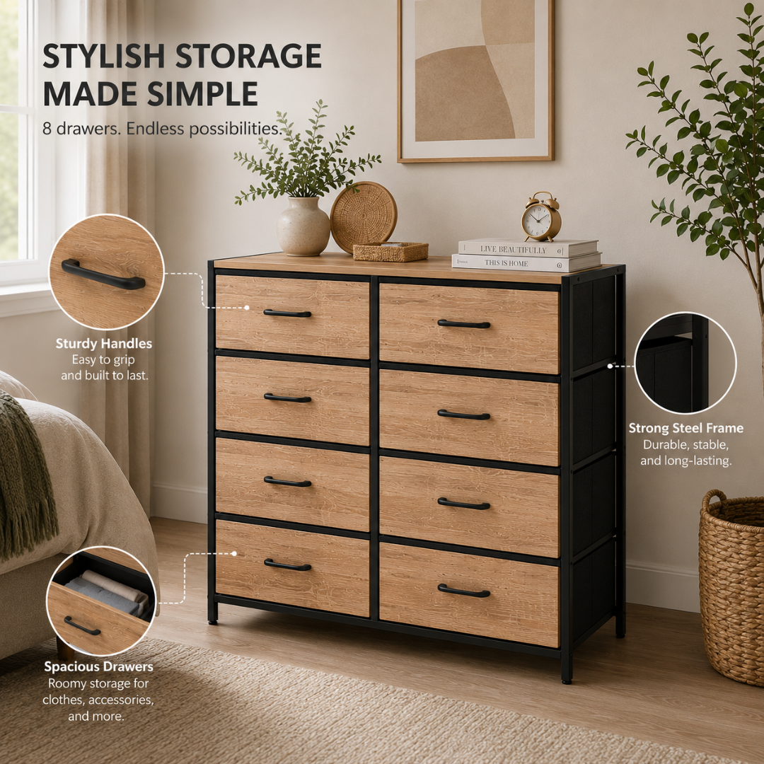 Urban Oak 8-Drawer Dresser