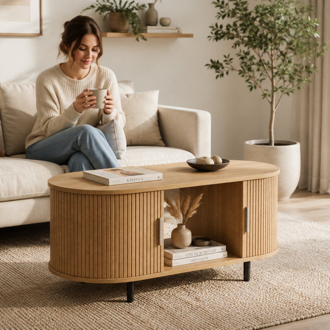 Aurelia Fluted Coffee Table - Oak