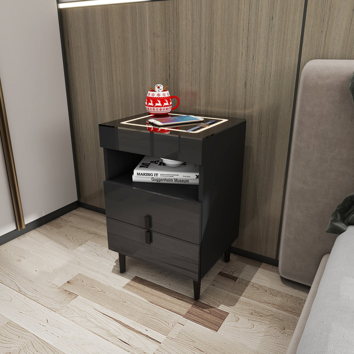 'Nicola' Smart Bedside Table with Intelligent Wireless Charging (USB-C Port DOES NOT WORK!)
