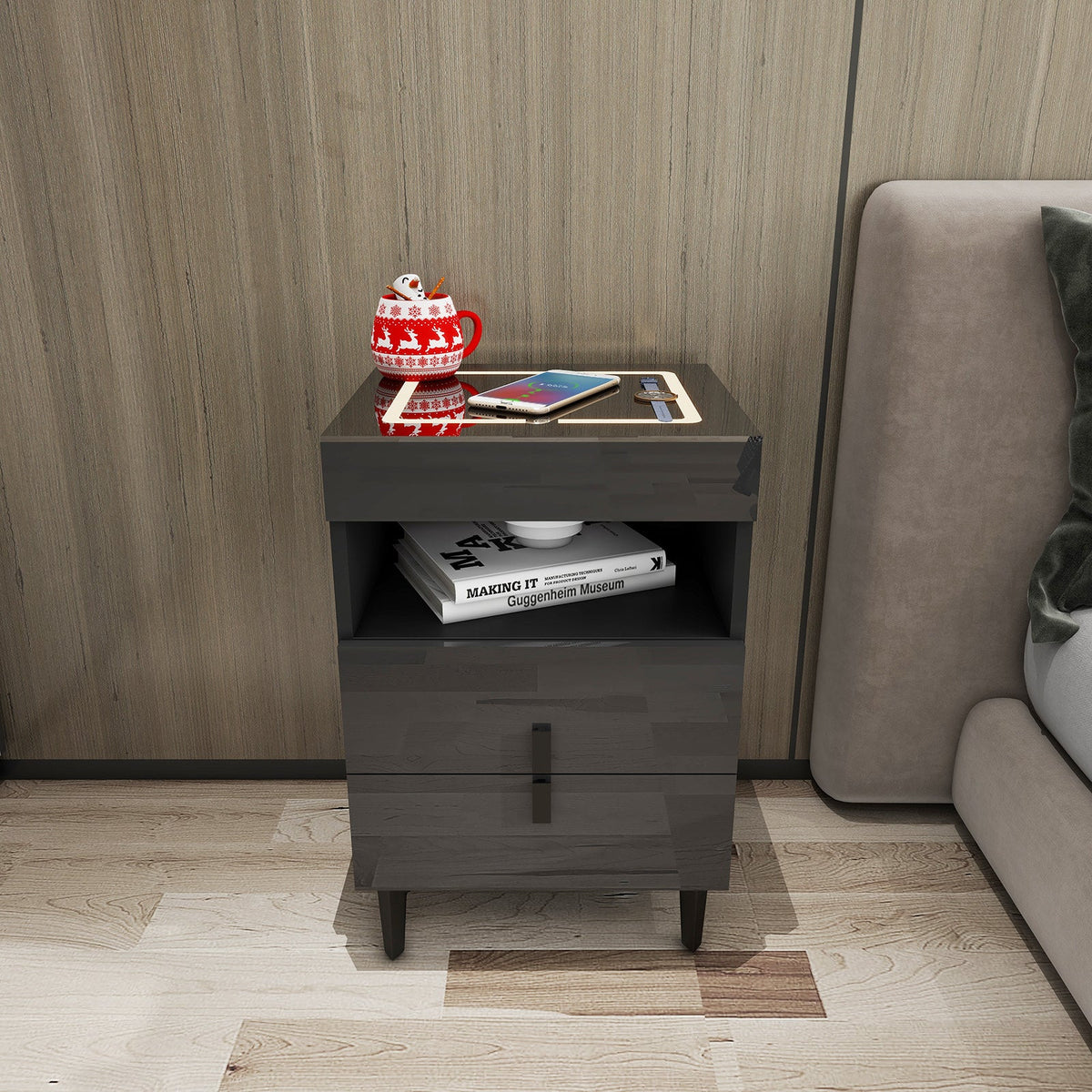 'Nicola' Smart Bedside Table with Intelligent Wireless Charging (USB-C Port DOES NOT WORK!)