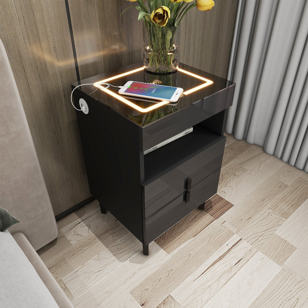 'Nicola' Smart Bedside Table with Intelligent Wireless Charging (USB-C Port DOES NOT WORK!)