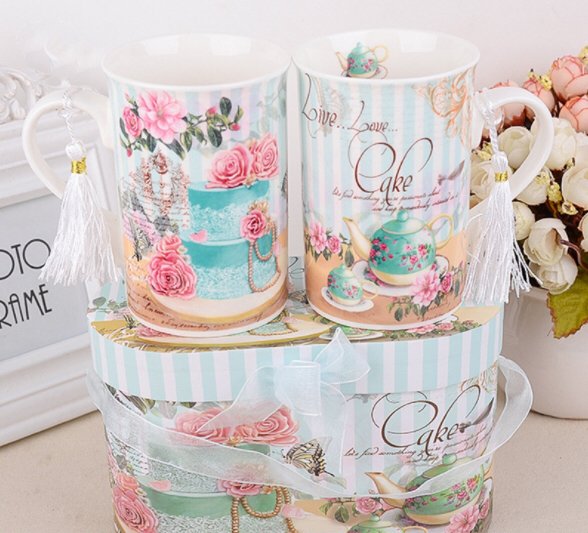 Fancy gift cup set with 2cups