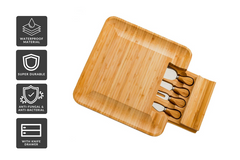 Yael Bamboo Cheese Board with Cheese Knives