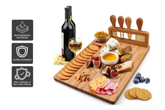 Yael Bamboo Cheese Board with Cheese Knives Shelf