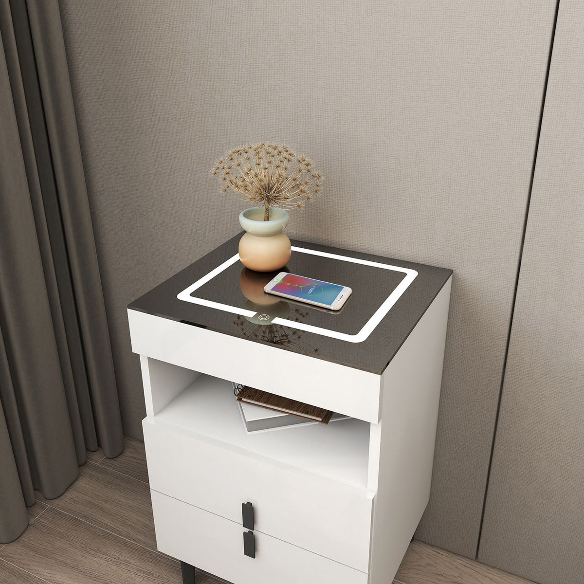 'Nicola' Smart Bedside Table with Intelligent Wireless Charging (USB-C Port DOES NOT WORK!)