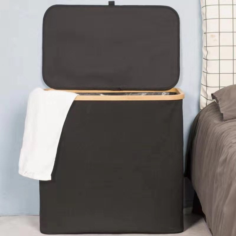 Laundry Basket Hamper with Lid - Black/Grey