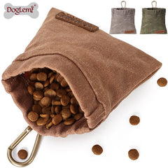 Cotton Dog Treat Pouch - Grey/Brown