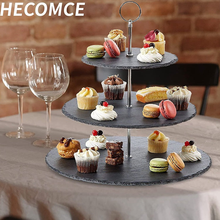 Three Tier Slate Cake Stand Serving Set