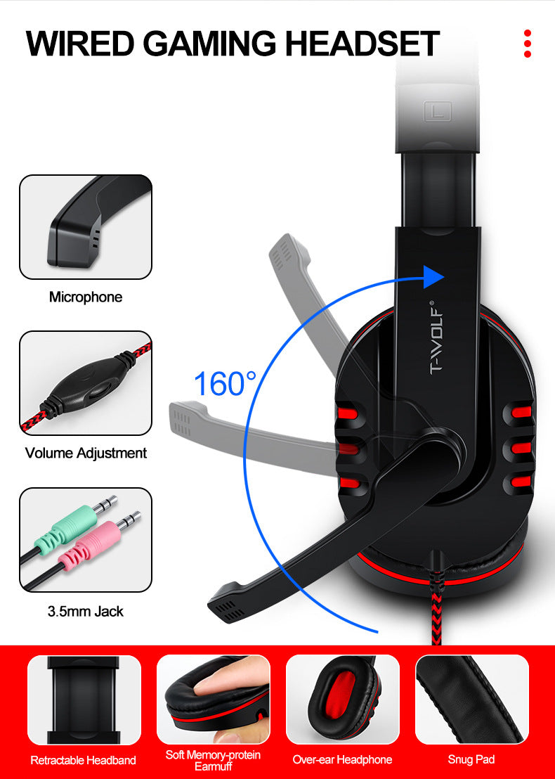 T-Wolf T800 Gaming Set (Headphone Keyboard Mouse Mouse Pad)