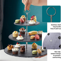 Three Tier Slate Cake Stand Serving Set