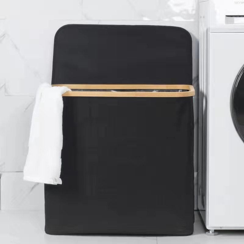 Laundry Basket Hamper with Lid - Black/Grey