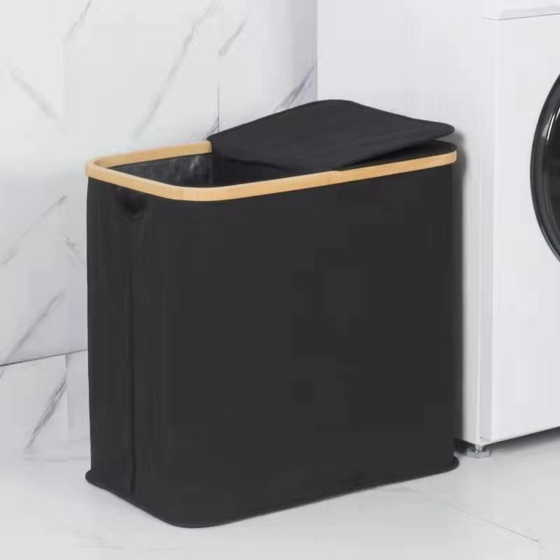 Laundry Basket Hamper with Lid - Black/Grey