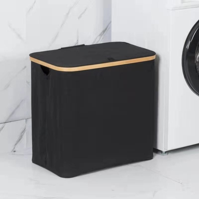 Laundry Basket Hamper with Lid - Black/Grey