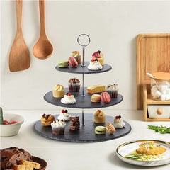 Three Tier Slate Cake Stand Serving Set