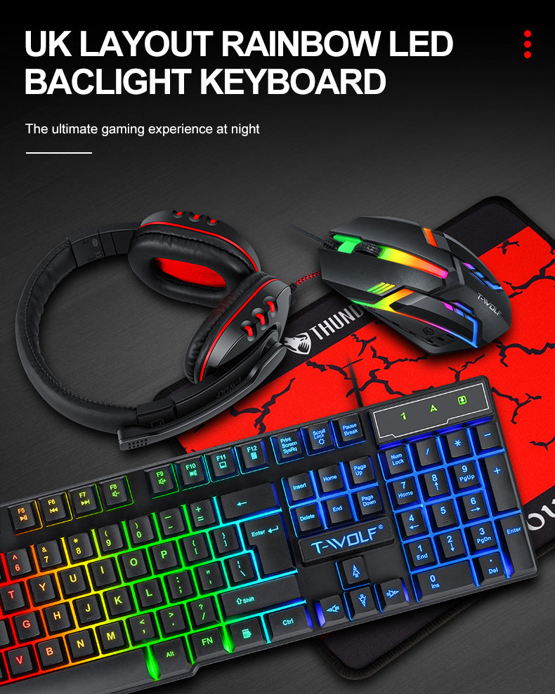 T-Wolf T800 Gaming Set (Headphone Keyboard Mouse Mouse Pad)