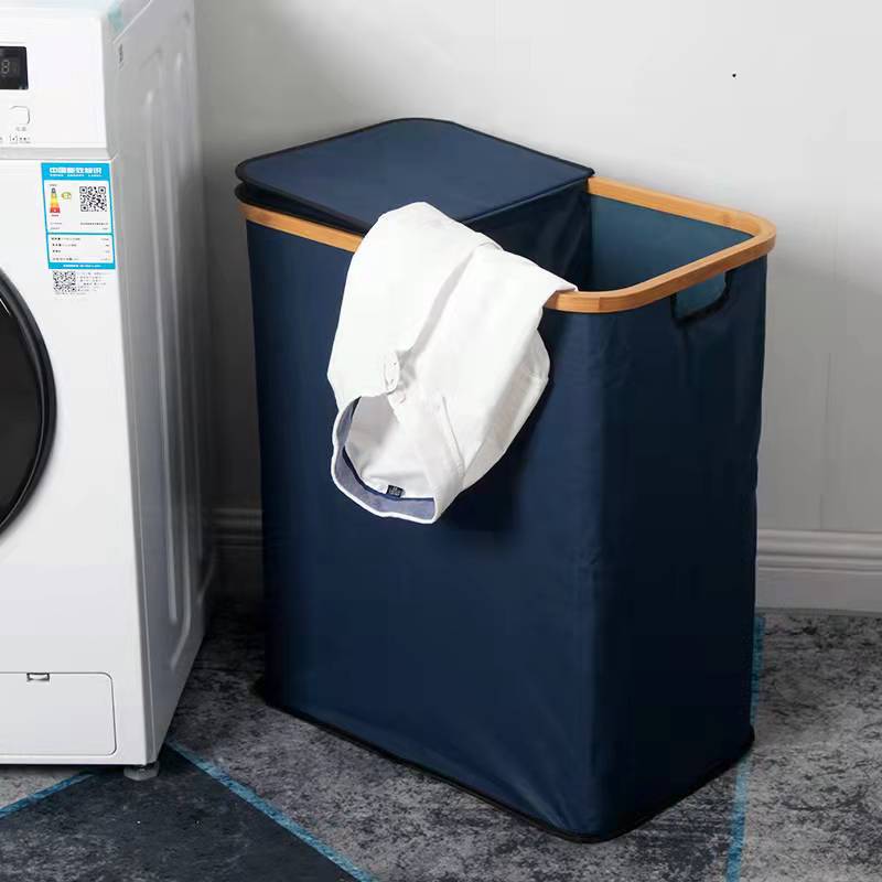 Laundry Basket Hamper with Lid - Black/Grey