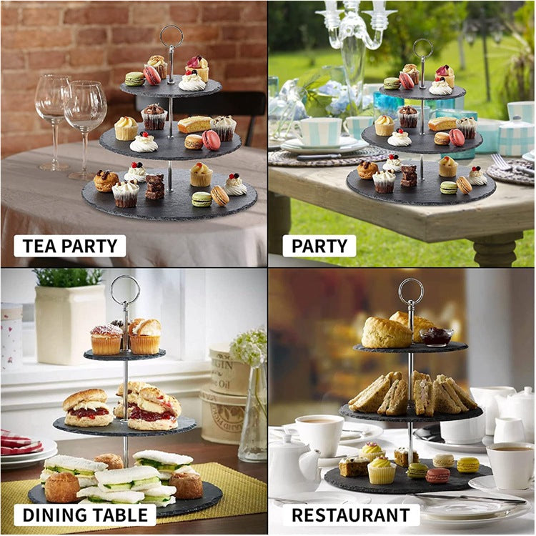 Three Tier Slate Cake Stand Serving Set