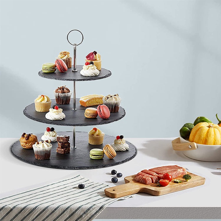 Three Tier Slate Cake Stand Serving Set