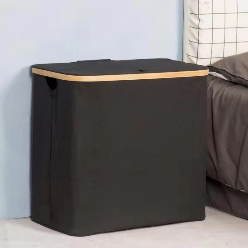 Laundry Basket Hamper with Lid - Black/Grey